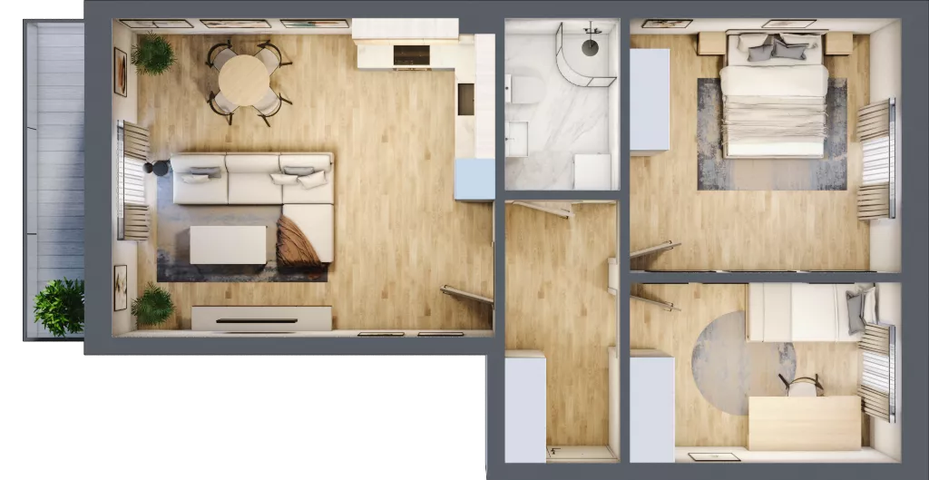 3 pokoje, mieszkanie 63,69 m², parter, oferta nr A3, Błękitne Aleje Etap XV, Bielany Wrocławskie, ul. Filmowa