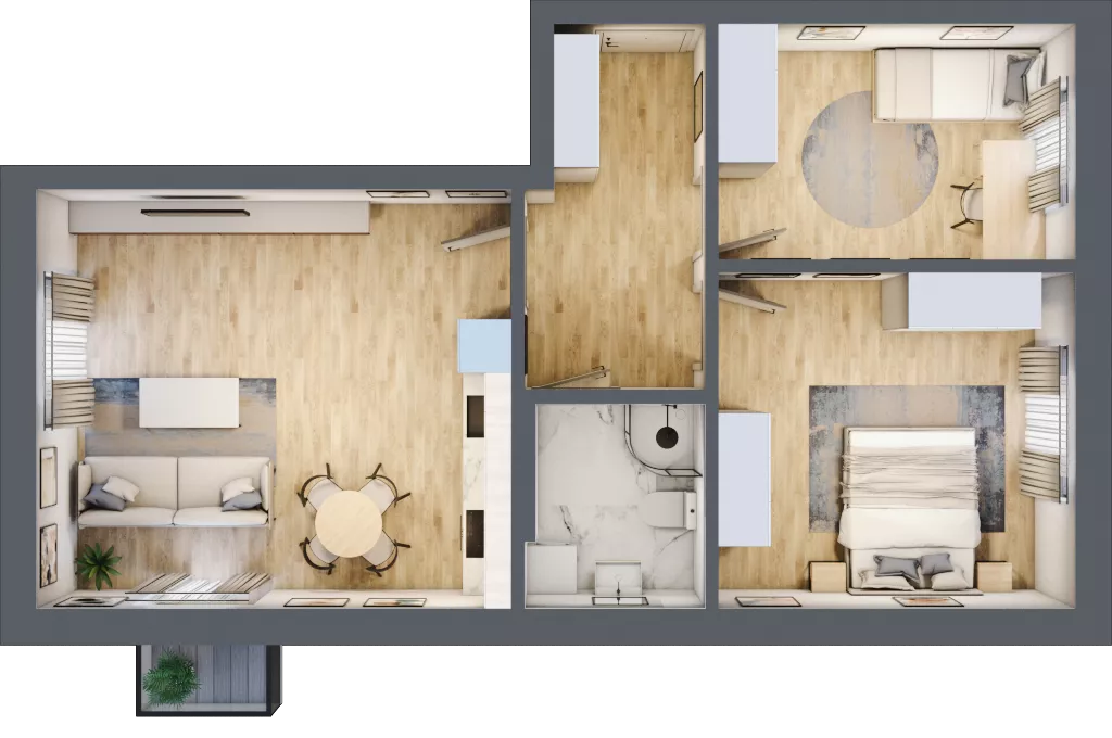 3 pokoje, mieszkanie 63,55 m², piętro 2, oferta nr A6, Błękitne Aleje Etap XV, Bielany Wrocławskie, ul. Filmowa