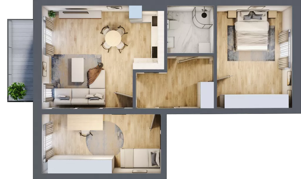 3 pokoje, mieszkanie 69,63 m², piętro 1, oferta nr B4, Błękitne Aleje Etap XV, Bielany Wrocławskie, ul. Filmowa