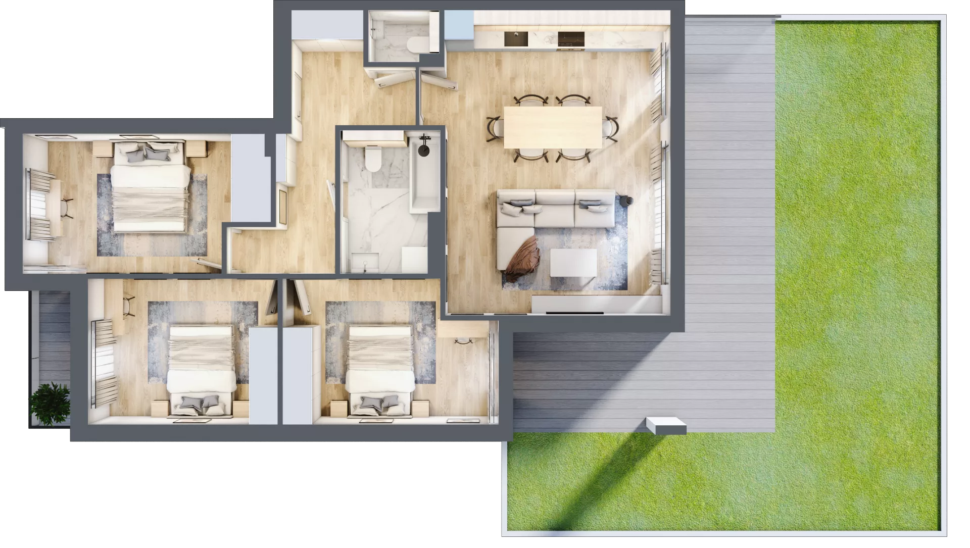 4 pokoje, apartament 83,20 m², parter, oferta nr 12.2, Wille Miejskie Lekcyjna, Wrocław, Sołtysowice, ul. Lekcyjna 12-12L