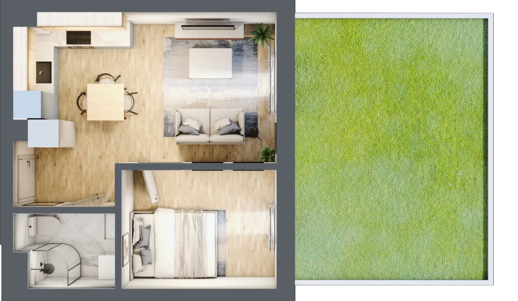 2 pokoje, mieszkanie 32,82 m², parter, oferta nr 5A/M6, Nowa Cegielnia, Gorzów Wielkopolski, Janice, ul. Warszawska 185