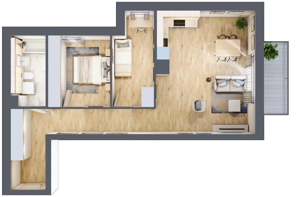 3 pokoje, mieszkanie 66,46 m², piętro 2, oferta nr A14, Tarasy Rokietnicy, Rokietnica, ul. Trakt Napoleoński