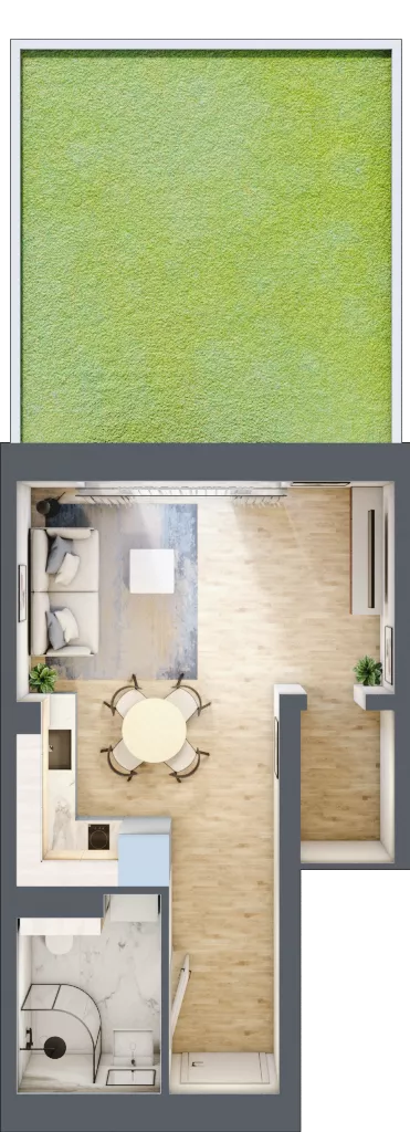 1 pokój, mieszkanie 26,42 m², parter, oferta nr 19A, Rabowice Park, Rabowice, ul. Dębowa