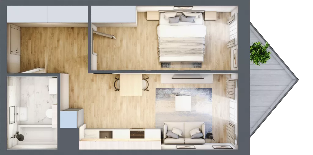2 pokoje, mieszkanie 41,44 m², piętro 1, oferta nr B/1/4, Ogrodowa 12, Poznań, Stare Miasto, Stare Miasto, ul. Ogrodowa 12
