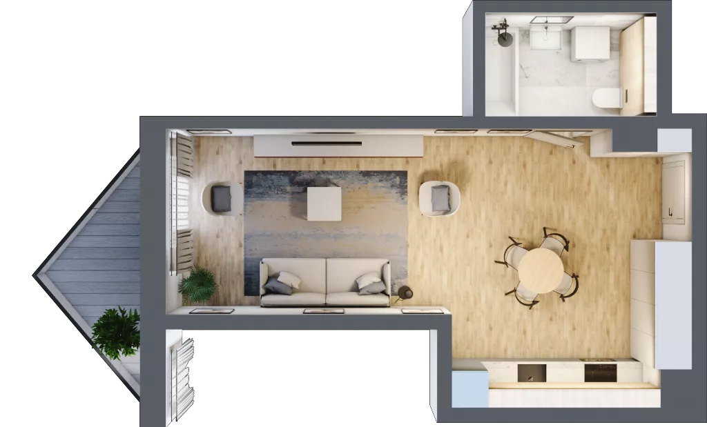1 pokój, mieszkanie 36,69 m², piętro 2, oferta nr B/2/17, Ogrodowa 12, Poznań, Stare Miasto, Stare Miasto, ul. Ogrodowa 12