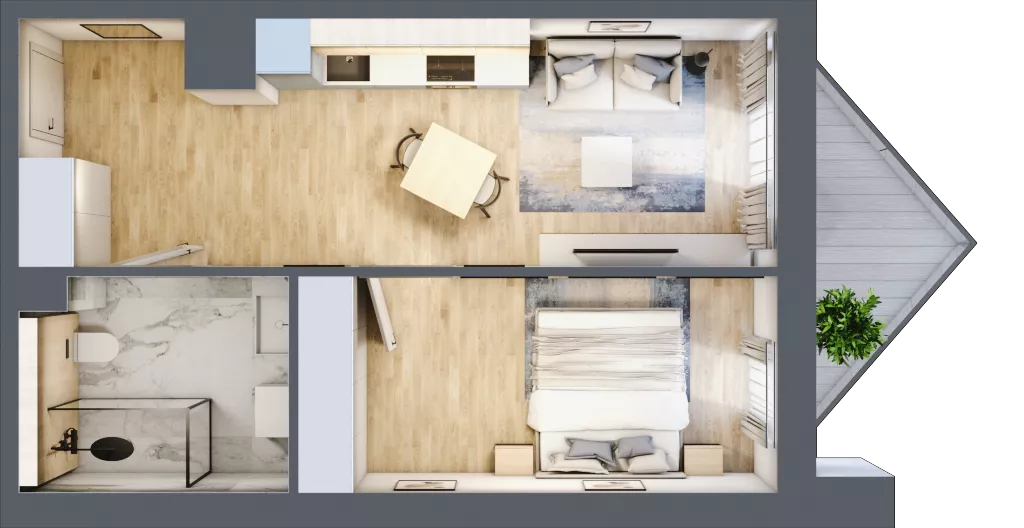 2 pokoje, mieszkanie 41,59 m², piętro 2, oferta nr B/2/4, Ogrodowa 12, Poznań, Stare Miasto, Stare Miasto, ul. Ogrodowa 12