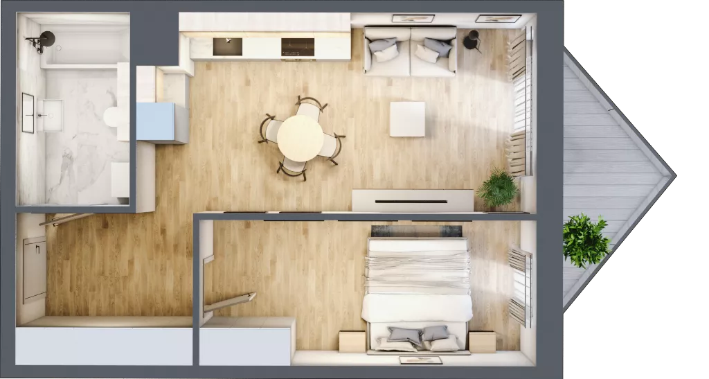 2 pokoje, mieszkanie 45,26 m², piętro 2, oferta nr B/2/6, Ogrodowa 12, Poznań, Stare Miasto, Stare Miasto, ul. Ogrodowa 12