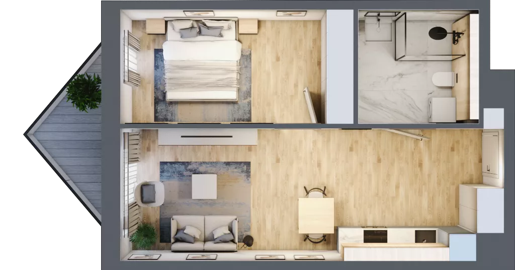 2 pokoje, mieszkanie 46,12 m², piętro 3, oferta nr B/3/1, Ogrodowa 12, Poznań, Stare Miasto, Stare Miasto, ul. Ogrodowa 12