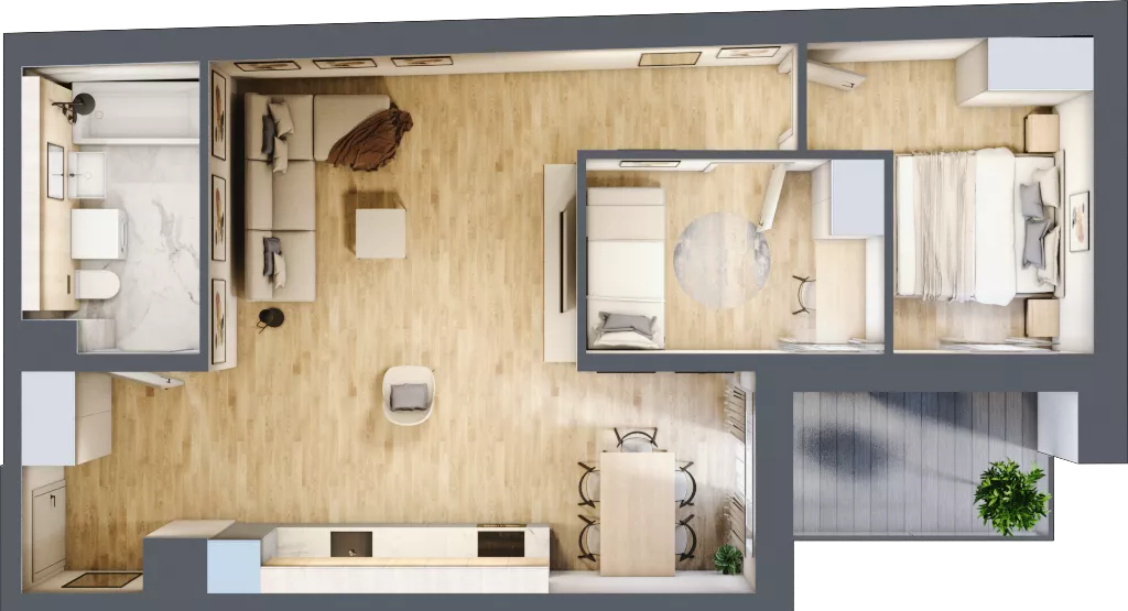 3 pokoje, mieszkanie 61,88 m², piętro 3, oferta nr B/3/12, Ogrodowa 12, Poznań, Stare Miasto, Stare Miasto, ul. Ogrodowa 12