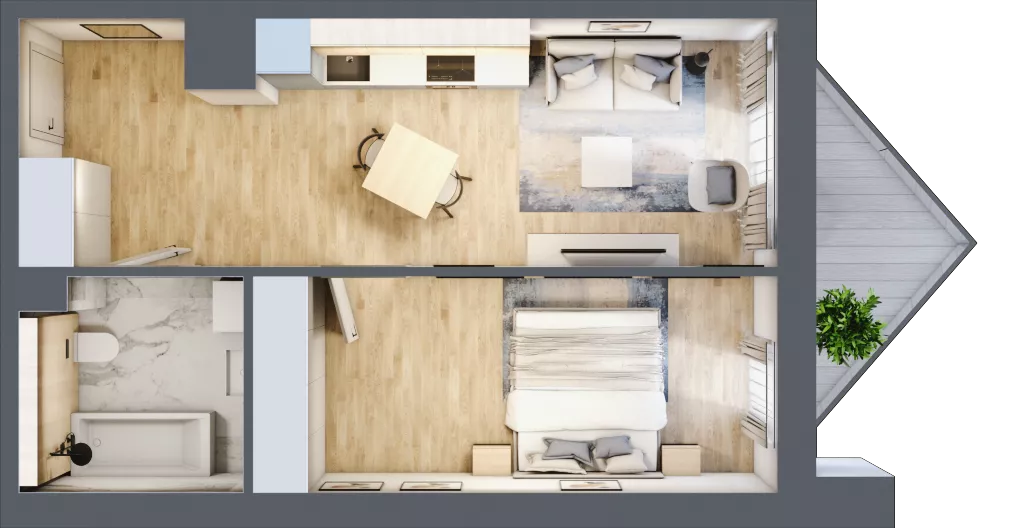 2 pokoje, mieszkanie 41,59 m², piętro 3, oferta nr B/3/4, Ogrodowa 12, Poznań, Stare Miasto, Stare Miasto, ul. Ogrodowa 12