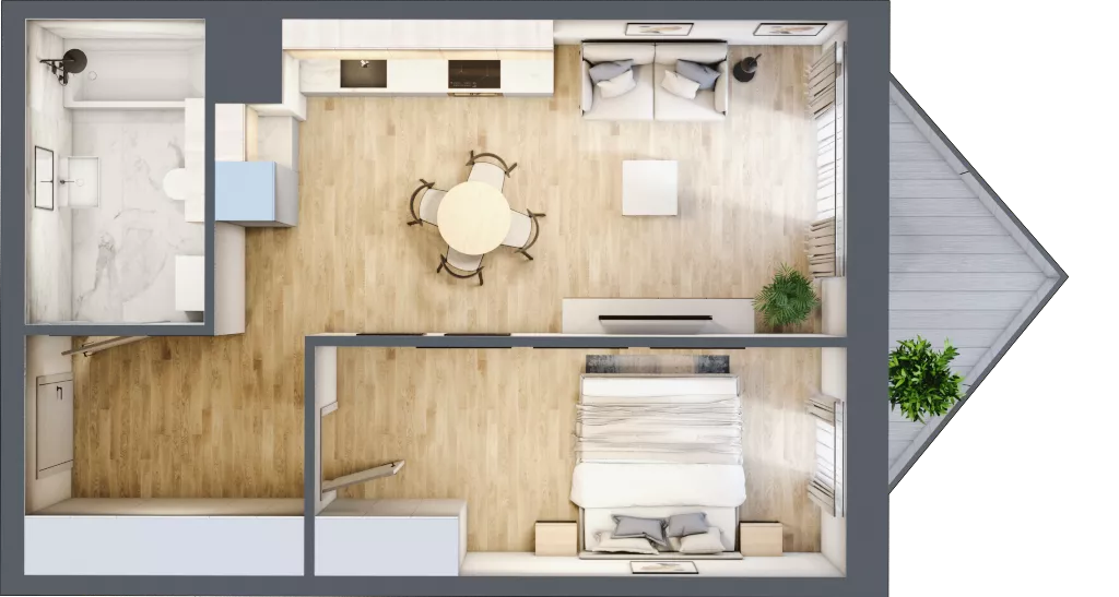 2 pokoje, mieszkanie 45,26 m², piętro 3, oferta nr B/3/6, Ogrodowa 12, Poznań, Stare Miasto, Stare Miasto, ul. Ogrodowa 12