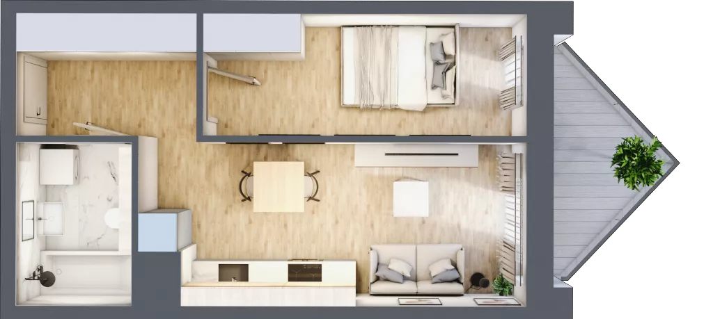 2 pokoje, mieszkanie 35,33 m², piętro 3, oferta nr B/3/7, Ogrodowa 12, Poznań, Stare Miasto, Stare Miasto, ul. Ogrodowa 12