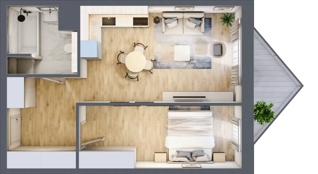 2 pokoje, mieszkanie 46,21 m², piętro 3, oferta nr B/3/9, Ogrodowa 12, Poznań, Stare Miasto, Stare Miasto, ul. Ogrodowa 12