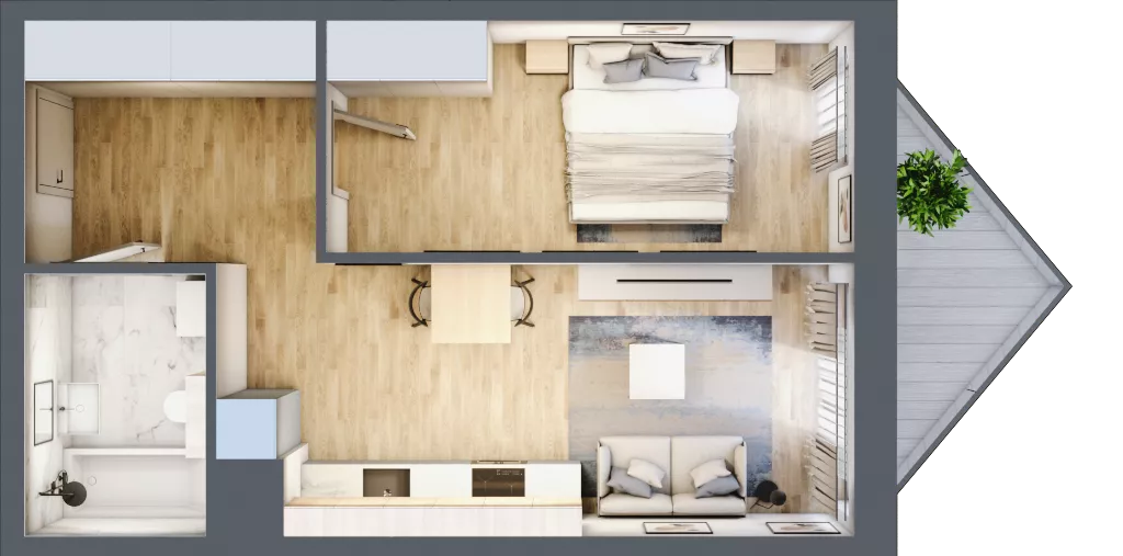 2 pokoje, mieszkanie 41,44 m², piętro 4, oferta nr B/4/11, Ogrodowa 12, Poznań, Stare Miasto, Stare Miasto, ul. Ogrodowa 12