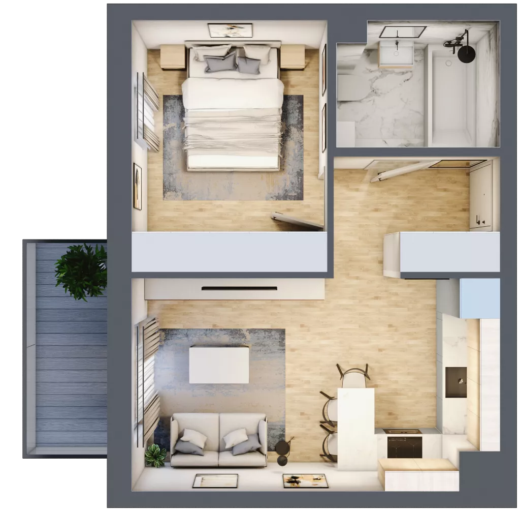 2 pokoje, mieszkanie 35,91 m², piętro 4, oferta nr A39, Osiedle Wajdy 20, Kutno, ul. Andrzeja Wajdy 20