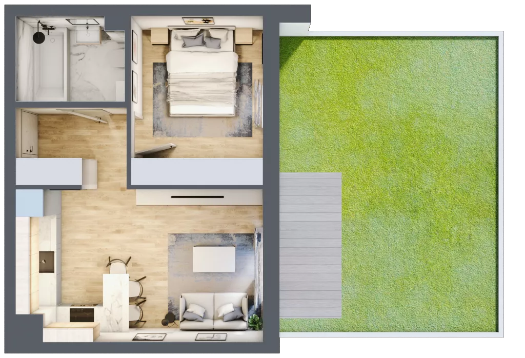2 pokoje, mieszkanie 37,12 m², parter, oferta nr A01, Osiedle Wajdy 20, Kutno, ul. Andrzeja Wajdy 20