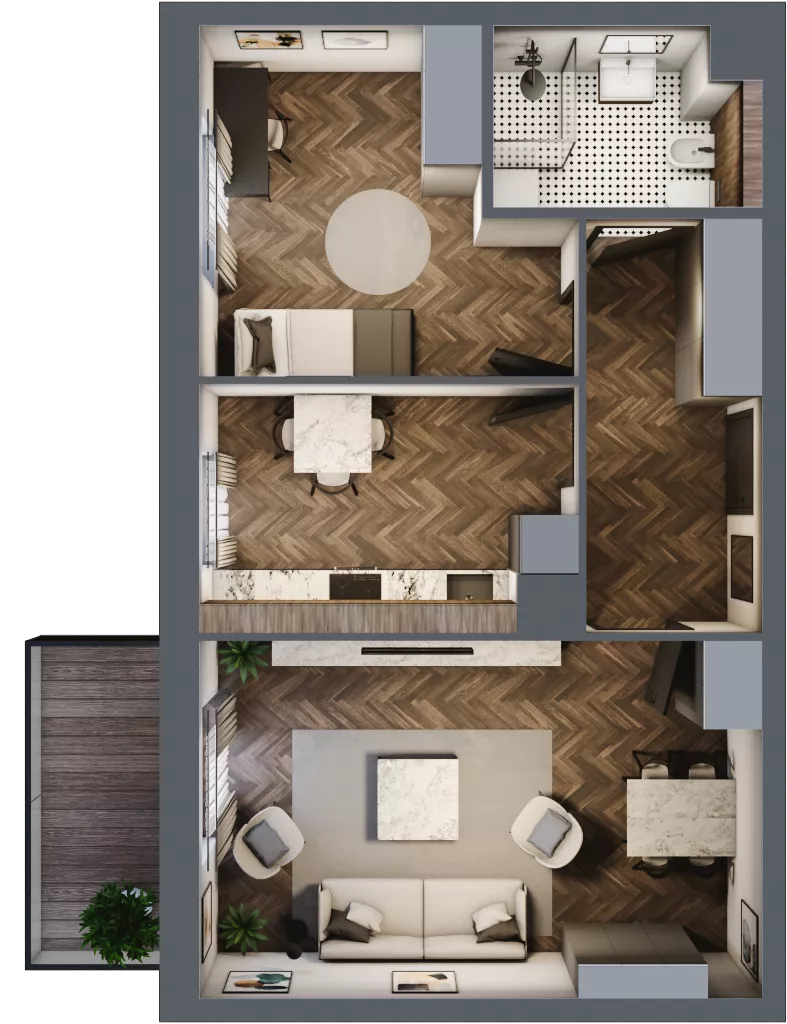 2 pokoje, mieszkanie 54,00 m², piętro 5, oferta nr 17, Osiedle Nove, Ostróda, ul. 1 Dywizji