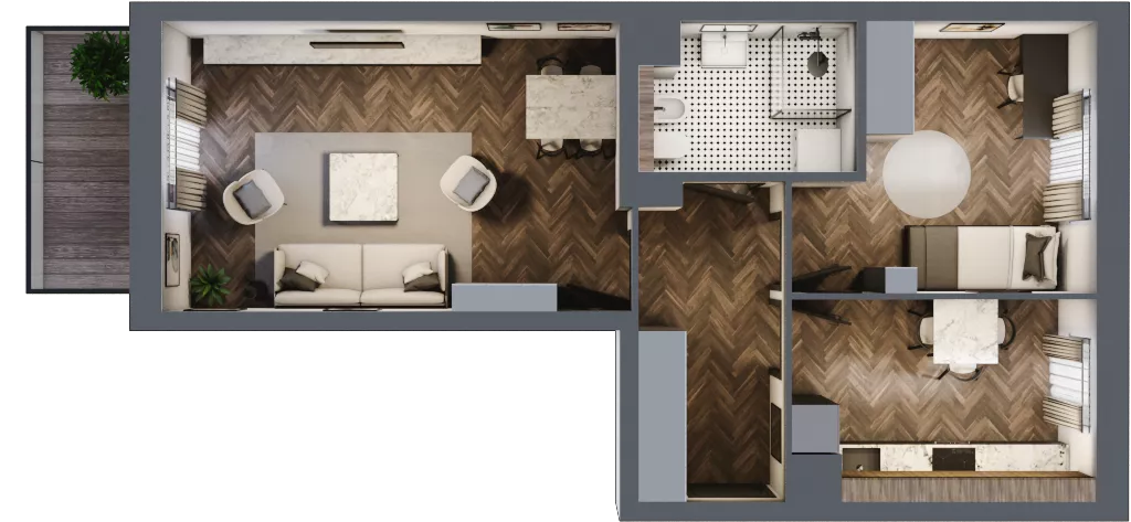 2 pokoje, mieszkanie 53,14 m², parter, oferta nr 3, Osiedle Nove, Ostróda, ul. 1 Dywizji