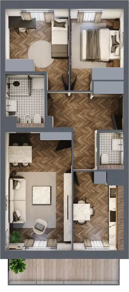 3 pokoje, mieszkanie 62,32 m², piętro 3, oferta nr 66, Osiedle Nove, Ostróda, ul. 1 Dywizji
