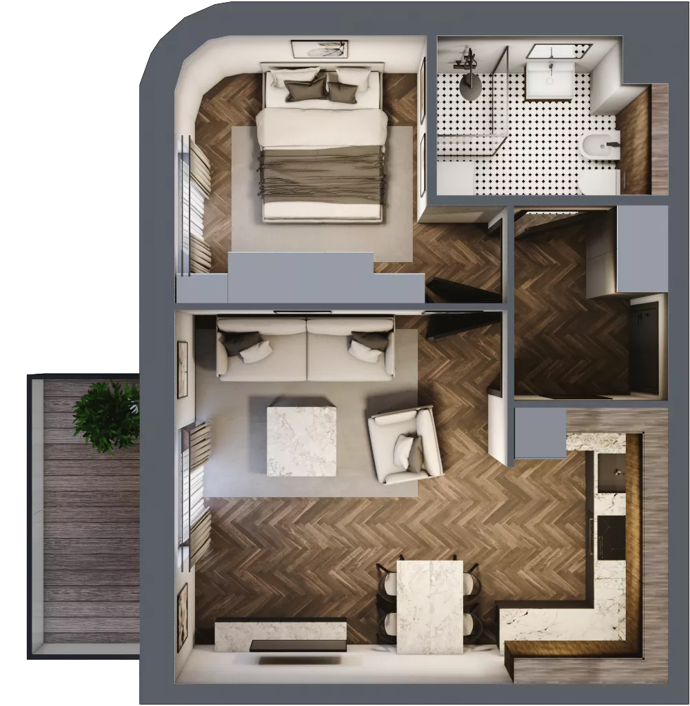 2 pokoje, mieszkanie 41,11 m², parter, oferta nr 20, Osiedle Nove, Ostróda, ul. 1 Dywizji