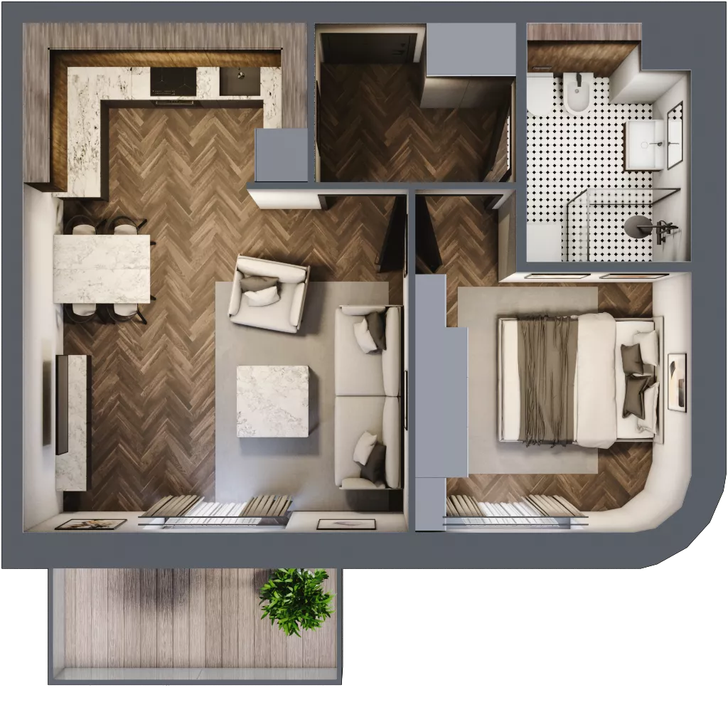 2 pokoje, mieszkanie 41,11 m², piętro 3, oferta nr 47, Osiedle Nove, Ostróda, ul. 1 Dywizji