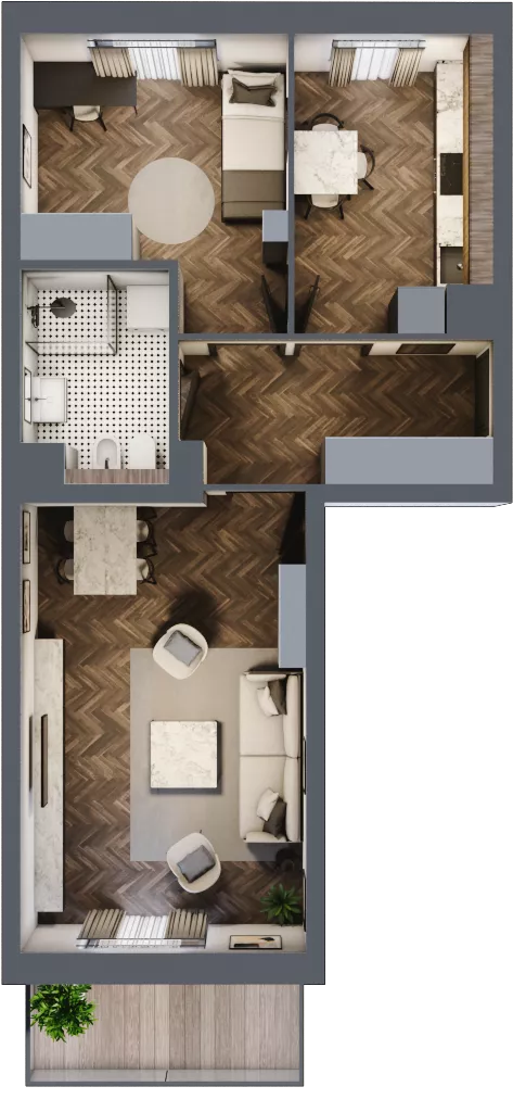 2 pokoje, mieszkanie 53,14 m², piętro 3, oferta nr 48, Osiedle Nove, Ostróda, ul. 1 Dywizji