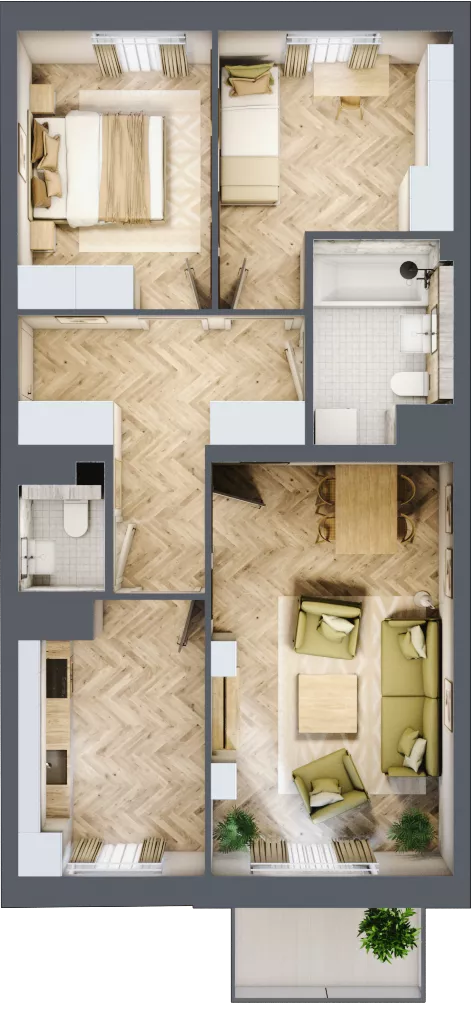 3 pokoje, mieszkanie 65,29 m², parter, oferta nr bud-1-M16, Osiedle Central Park - etap II, Kajkowo, ul. Widok