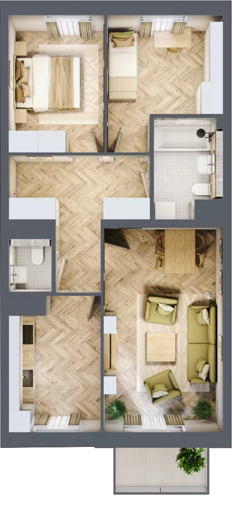 3 pokoje, mieszkanie 65,17 m², piętro 1, oferta nr bud-1-M20, Osiedle Central Park - etap II, Kajkowo, ul. Widok