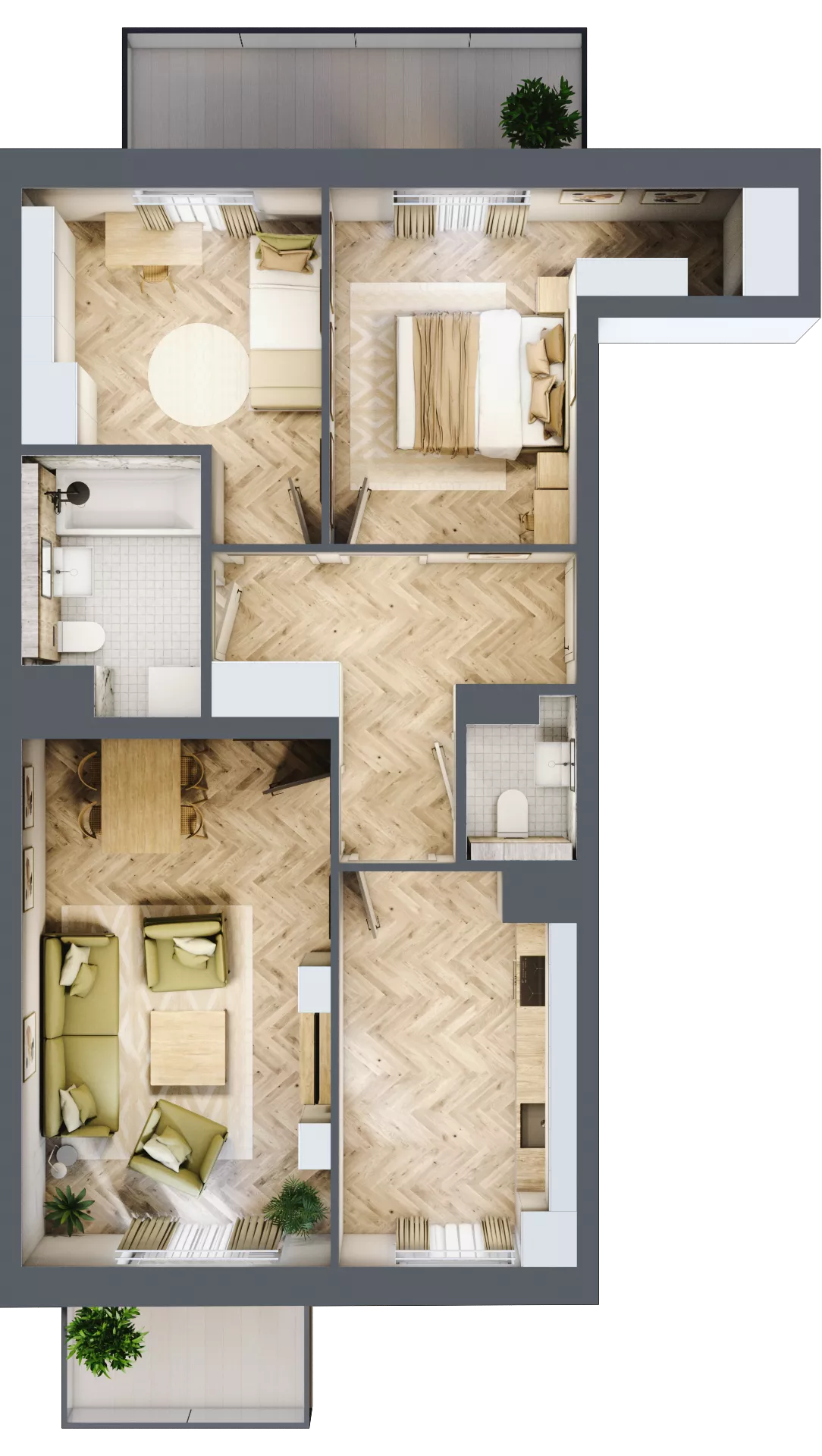 3 pokoje, mieszkanie 68,34 m², piętro 1, oferta nr bud-1-M32, Osiedle Central Park - etap II, Kajkowo, ul. Widok