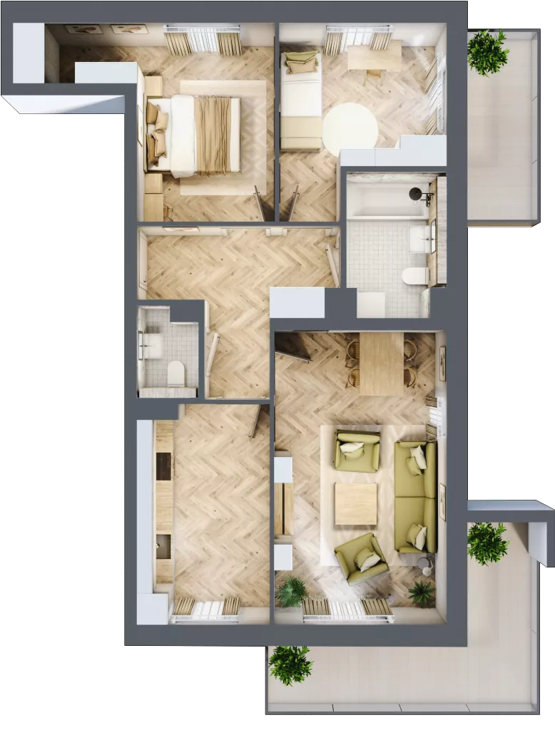 3 pokoje, mieszkanie 68,58 m², parter, oferta nr bud-1-M43, Osiedle Central Park - etap II, Kajkowo, ul. Widok