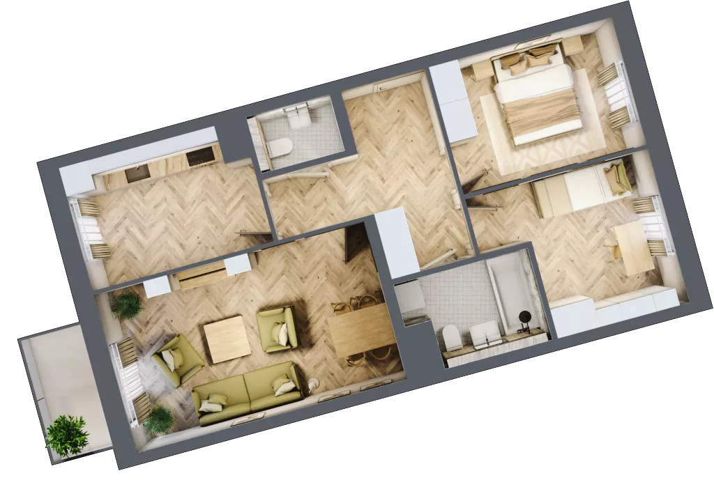 3 pokoje, mieszkanie 65,54 m², piętro 1, oferta nr bud-2-M17, Osiedle Central Park - etap II, Kajkowo, ul. Widok