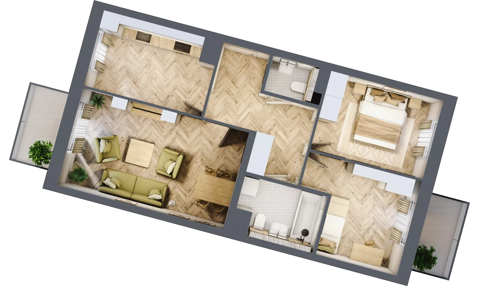 3 pokoje, mieszkanie 65,67 m², piętro 1, oferta nr bud-2-M60, Osiedle Central Park - etap II, Kajkowo, ul. Widok