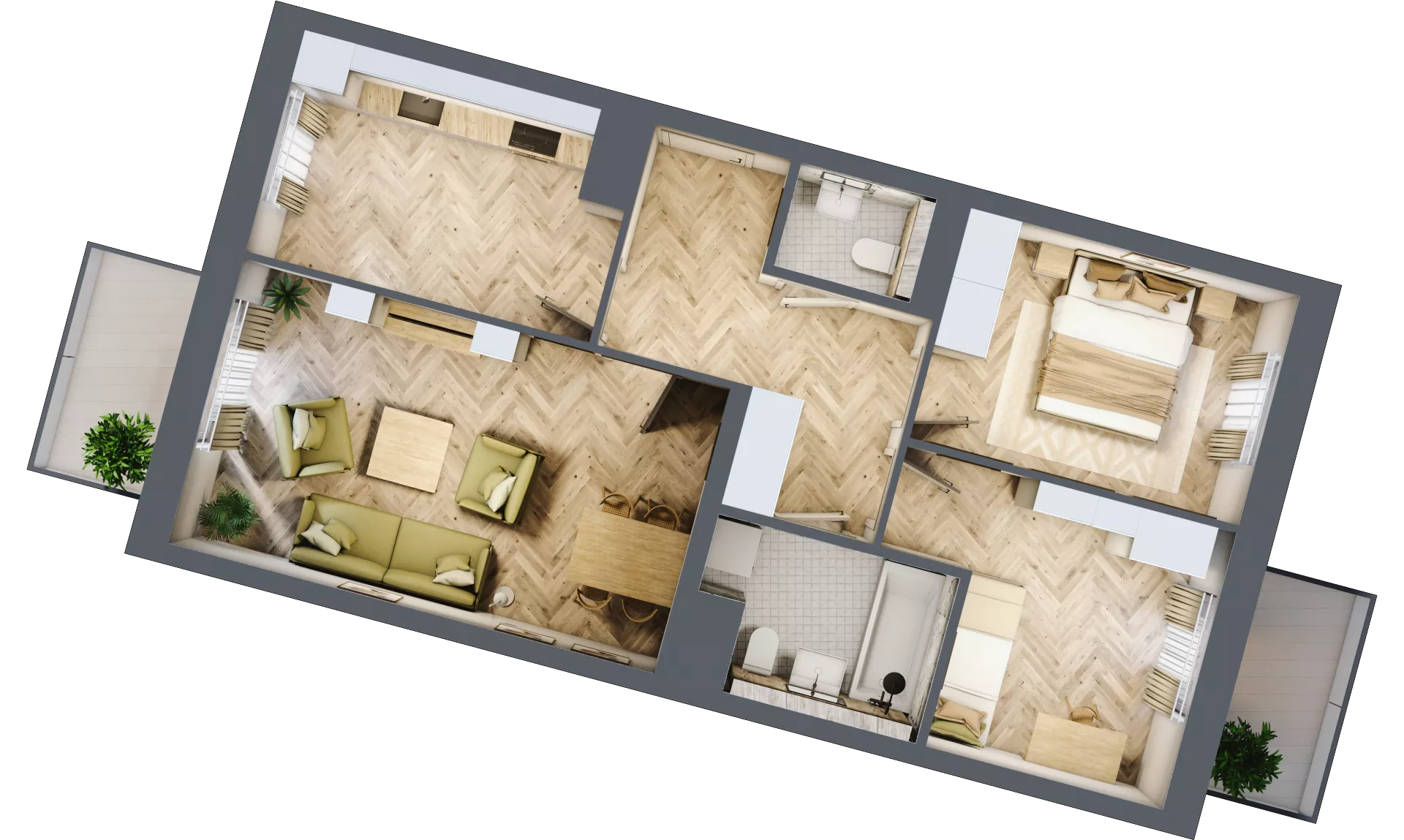 3 pokoje, mieszkanie 65,28 m², piętro 2, oferta nr bud-2-M64, Osiedle Central Park - etap II, Kajkowo, ul. Widok