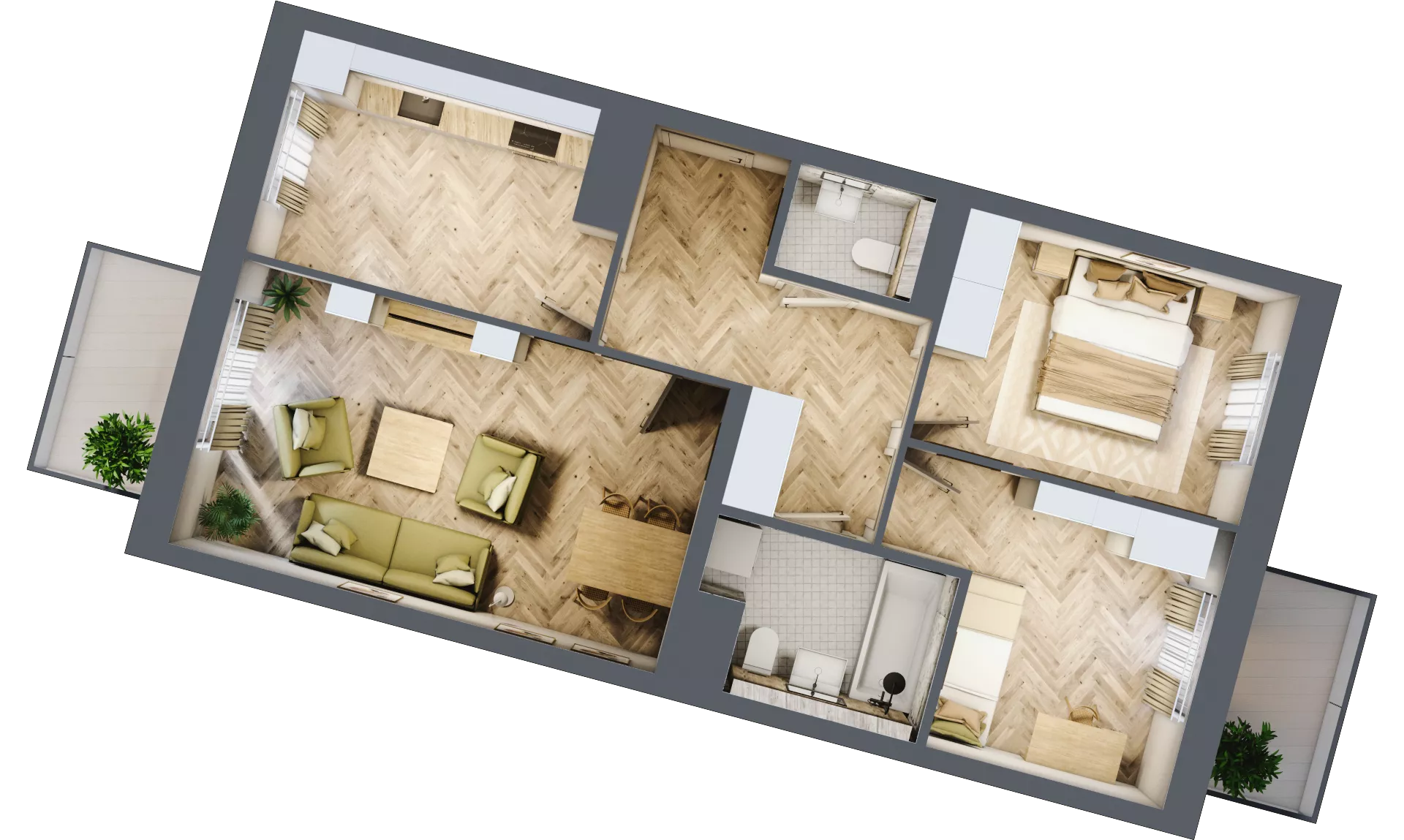3 pokoje, mieszkanie 65,15 m², piętro 3, oferta nr bud-2-M68, Osiedle Central Park - etap II, Kajkowo, ul. Widok