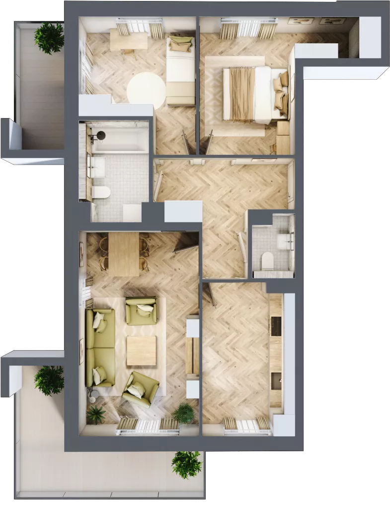 3 pokoje, mieszkanie 68,58 m², parter, oferta nr bud-3-M1, Osiedle Central Park - etap II, Kajkowo, ul. Widok