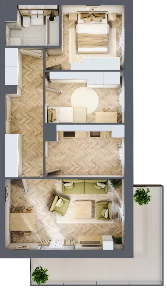 3 pokoje, mieszkanie 63,23 m², parter, oferta nr bud-3-M27, Osiedle Central Park - etap II, Kajkowo, ul. Widok