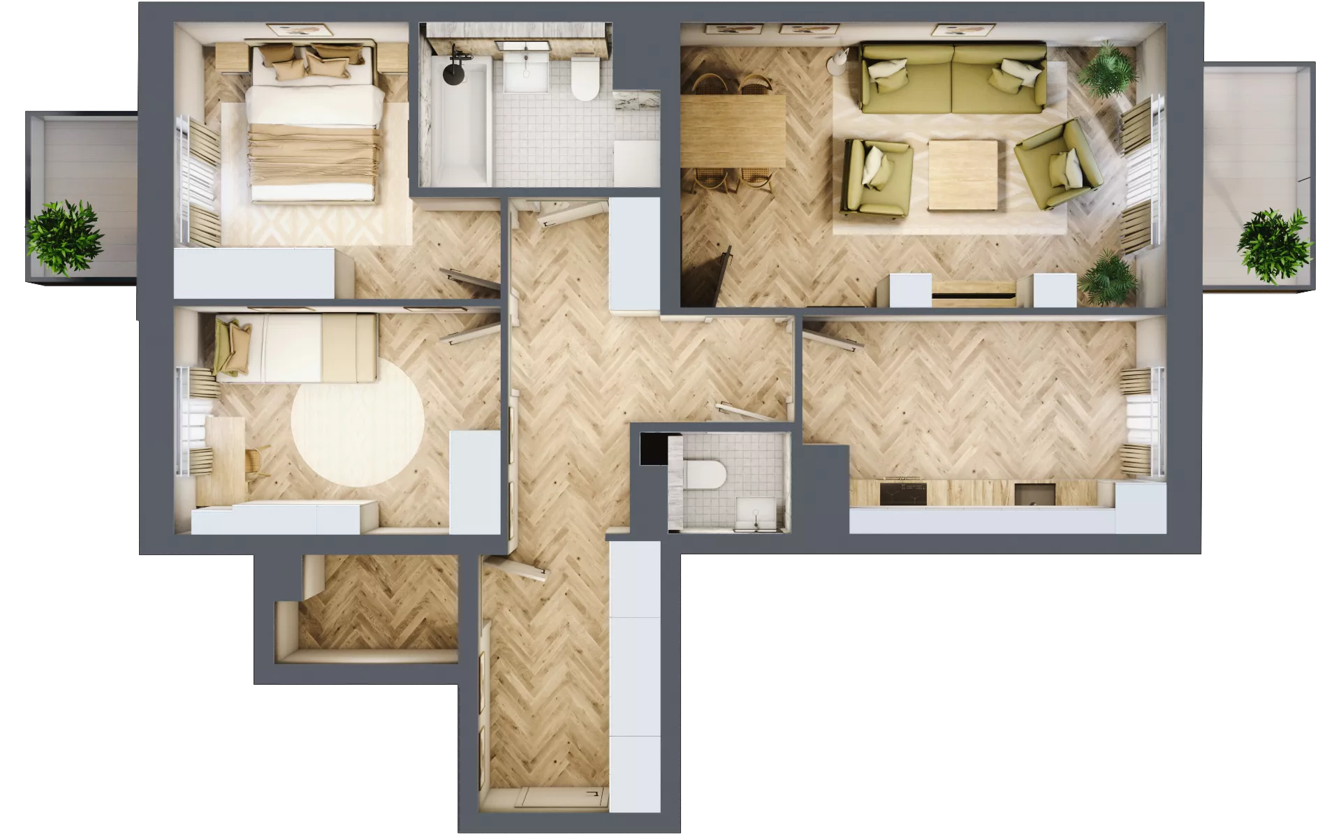 3 pokoje, mieszkanie 74,90 m², piętro 1, oferta nr bud-3-M32, Osiedle Central Park - etap II, Kajkowo, ul. Widok