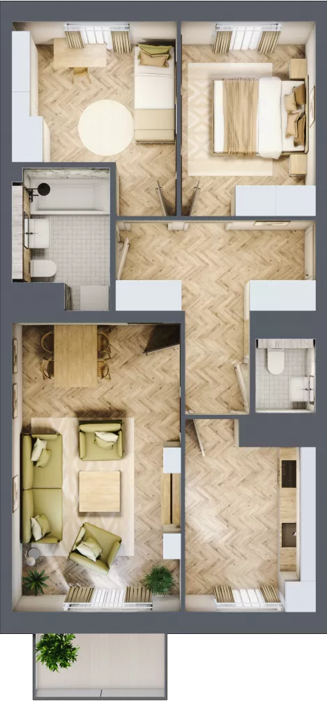 3 pokoje, mieszkanie 64,77 m², piętro 2, oferta nr bud-3-M33, Osiedle Central Park - etap II, Kajkowo, ul. Widok