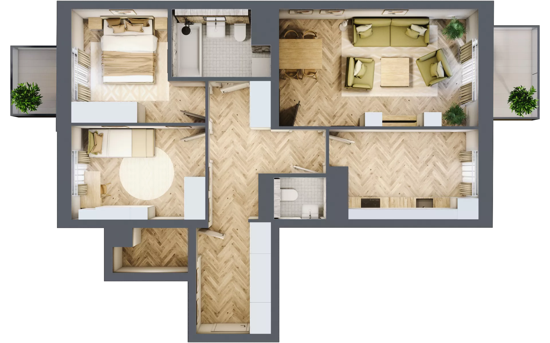 3 pokoje, mieszkanie 74,28 m², piętro 2, oferta nr bud-3-M36, Osiedle Central Park - etap II, Kajkowo, ul. Widok