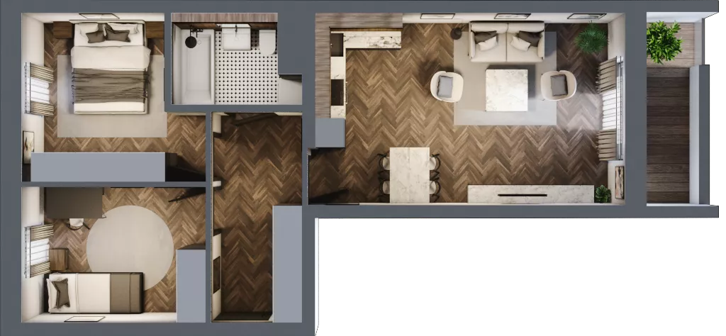 3 pokoje, mieszkanie 59,12 m², piętro 2, oferta nr 1-57, Fromborska, Elbląg, Nad Jarem, ul. Fromborska 2B