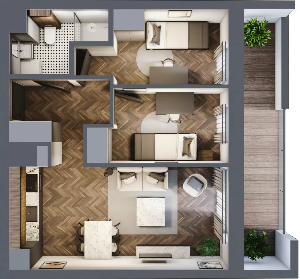 3 pokoje, mieszkanie 44,66 m², piętro 3, oferta nr 1-76, Fromborska, Elbląg, Nad Jarem, ul. Fromborska 2B
