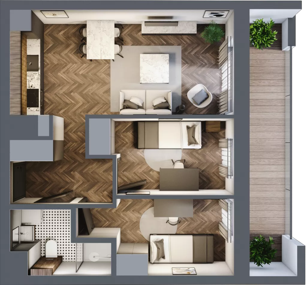 3 pokoje, mieszkanie 44,66 m², parter, oferta nr 1-52, Fromborska, Elbląg, Nad Jarem, ul. Fromborska 2B