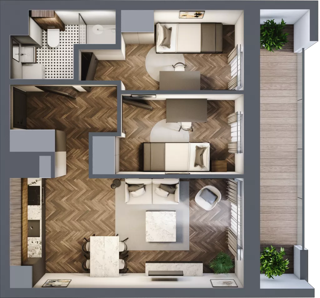 3 pokoje, mieszkanie 44,66 m², piętro 4, oferta nr 1-79, Fromborska, Elbląg, Nad Jarem, ul. Fromborska 2B