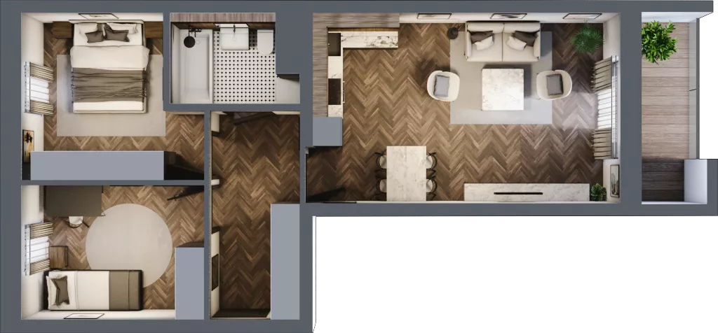 3 pokoje, mieszkanie 59,12 m², piętro 3, oferta nr 1-60, Fromborska, Elbląg, Nad Jarem, ul. Fromborska 2B