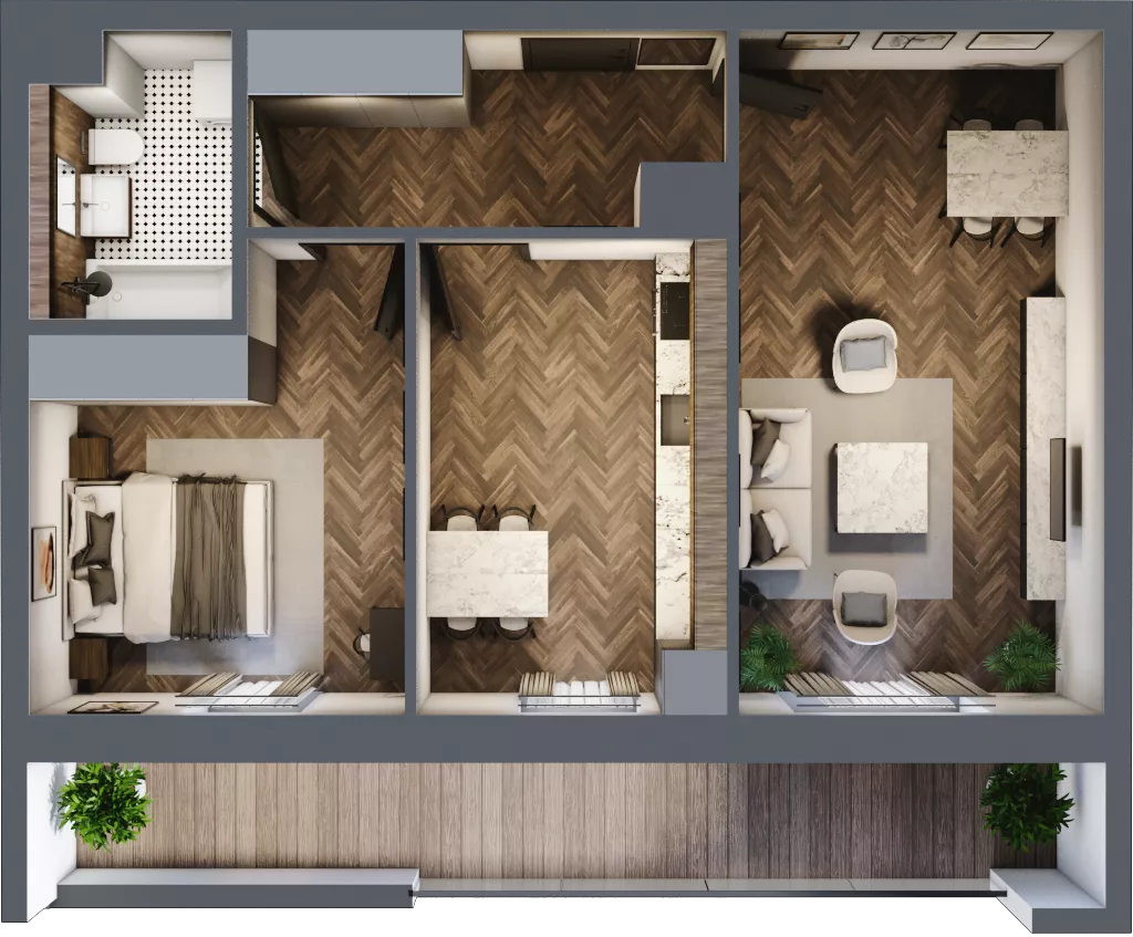 2 pokoje, mieszkanie 59,66 m², piętro 1, oferta nr 1-6, Fromborska, Elbląg, Nad Jarem, ul. Fromborska 2B
