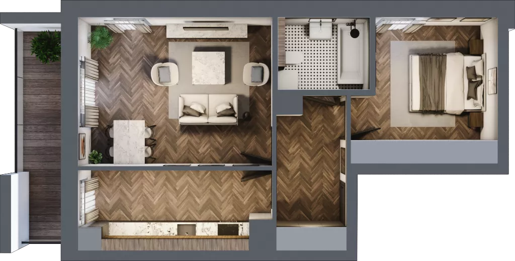 2 pokoje, mieszkanie 53,56 m², piętro 4, oferta nr 1-20, Fromborska, Elbląg, Nad Jarem, ul. Fromborska 2B