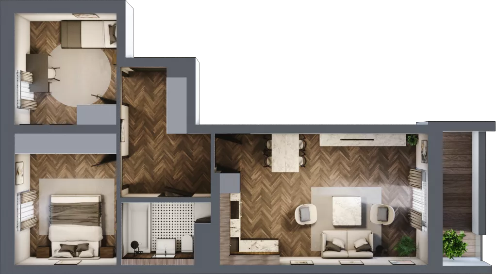 3 pokoje, mieszkanie 59,92 m², piętro 3, oferta nr 1-45, Fromborska, Elbląg, Nad Jarem, ul. Fromborska 2B