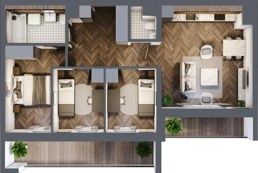 4 pokoje, mieszkanie 67,53 m², piętro 1, oferta nr 1-23, Fromborska, Elbląg, Nad Jarem, ul. Fromborska 2B