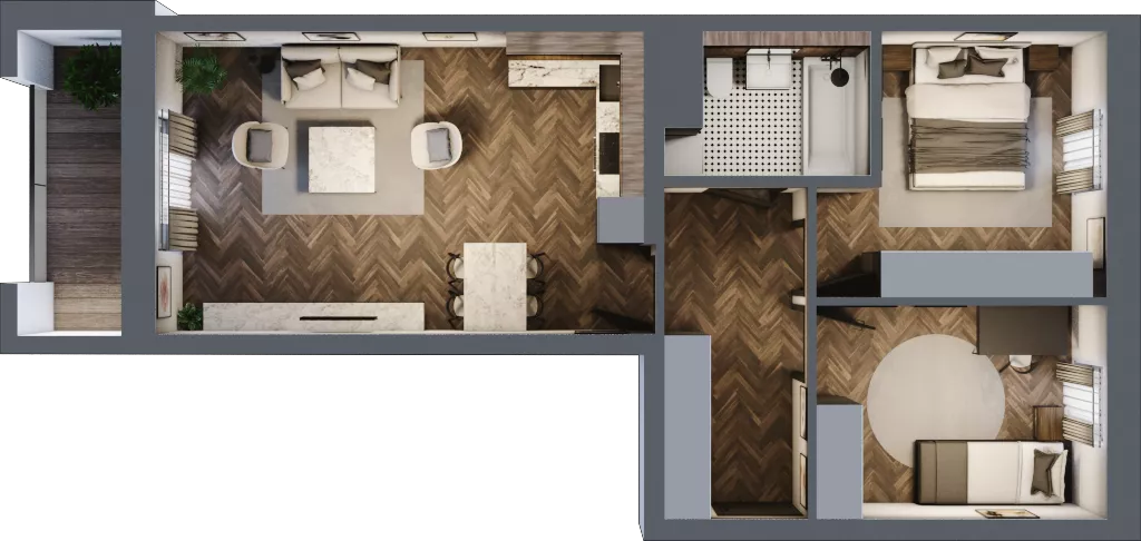 2 pokoje, mieszkanie 59,12 m², piętro 1, oferta nr 1-24, Fromborska, Elbląg, Nad Jarem, ul. Fromborska 2B
