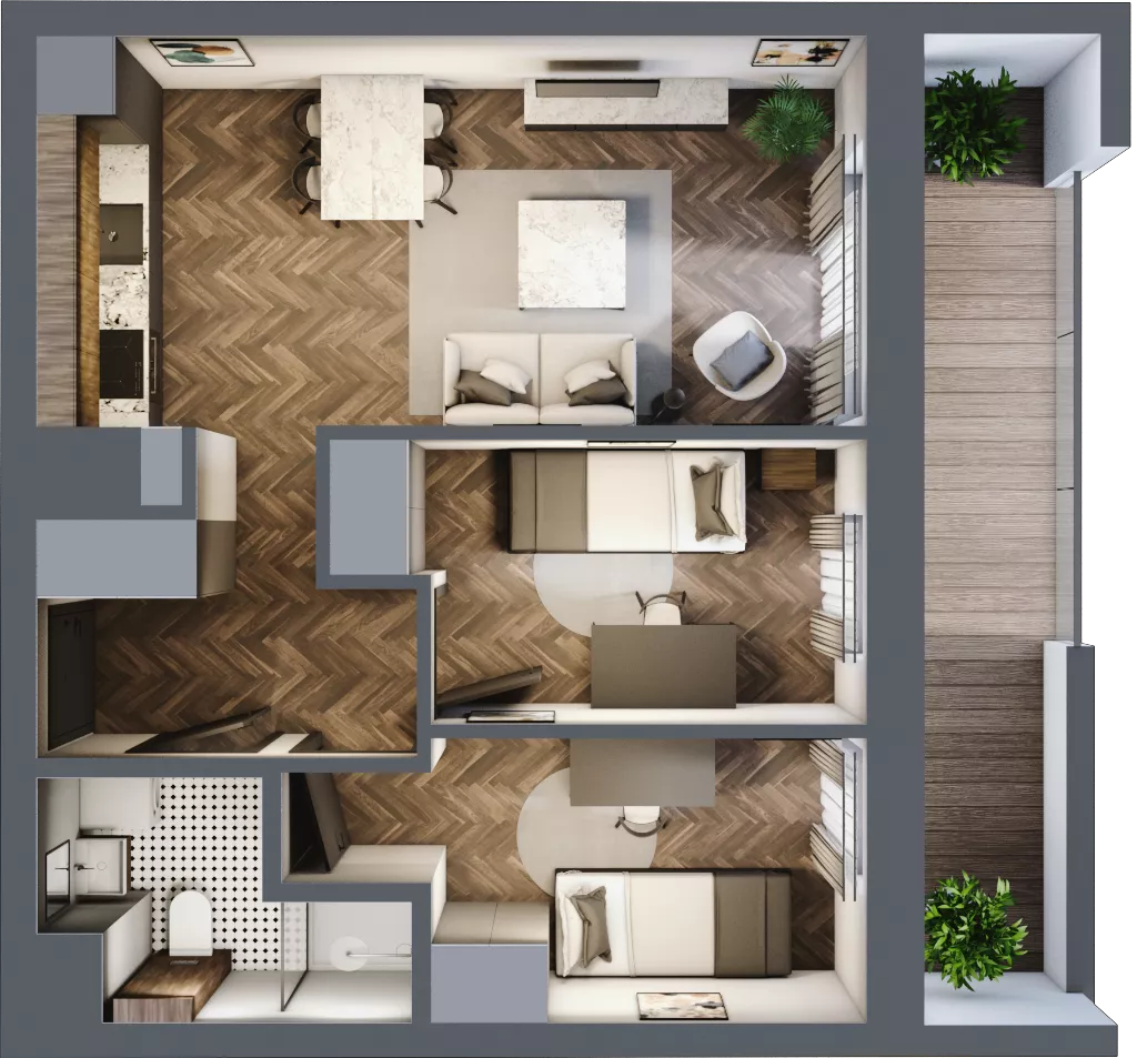 3 pokoje, mieszkanie 44,66 m², piętro 3, oferta nr 1-61, Fromborska, Elbląg, Nad Jarem, ul. Fromborska 2B